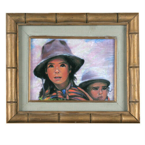 Untitled (Siblings) By Anthony Sidoni 2008 Signed Oil Painting 9 3/4"x11 3/4"
