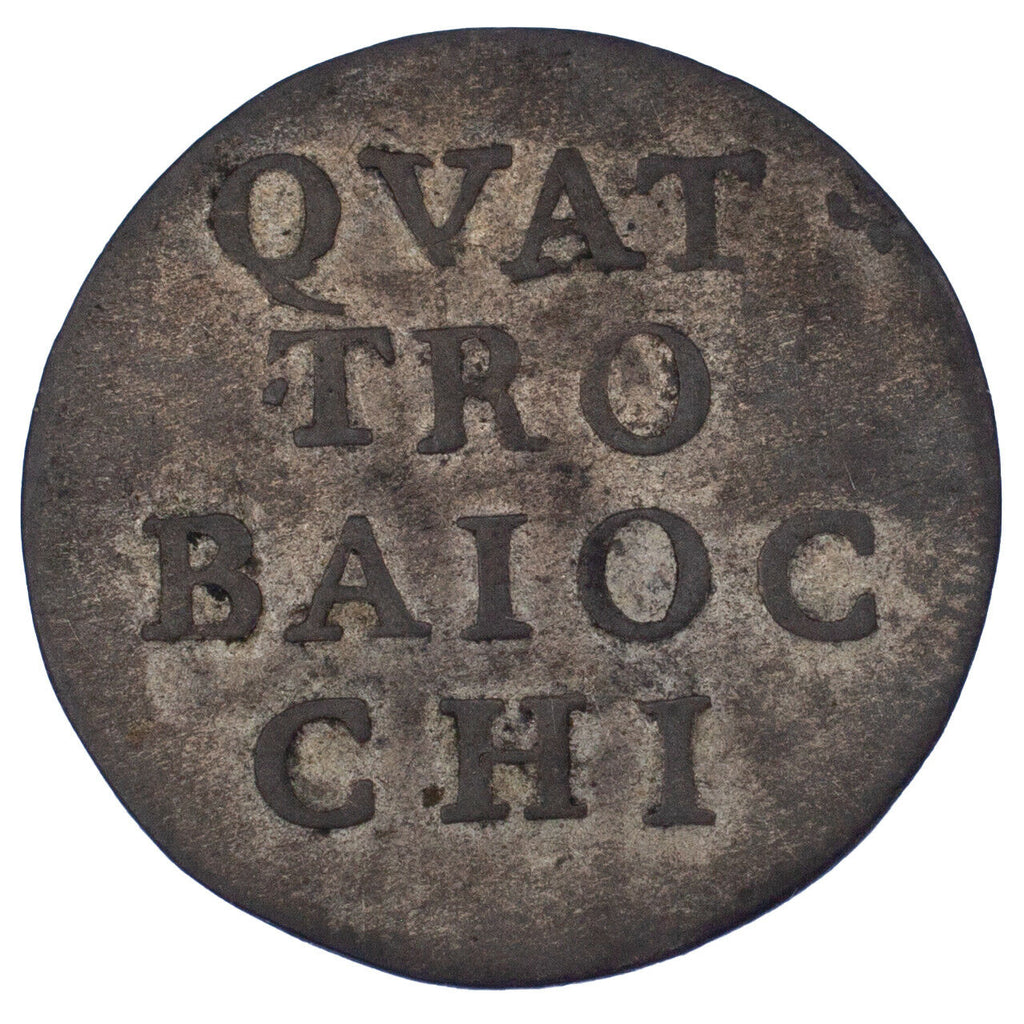 1794 Italian States, Papal 4 Baiocchi Billon Coin in VF, KM #1211