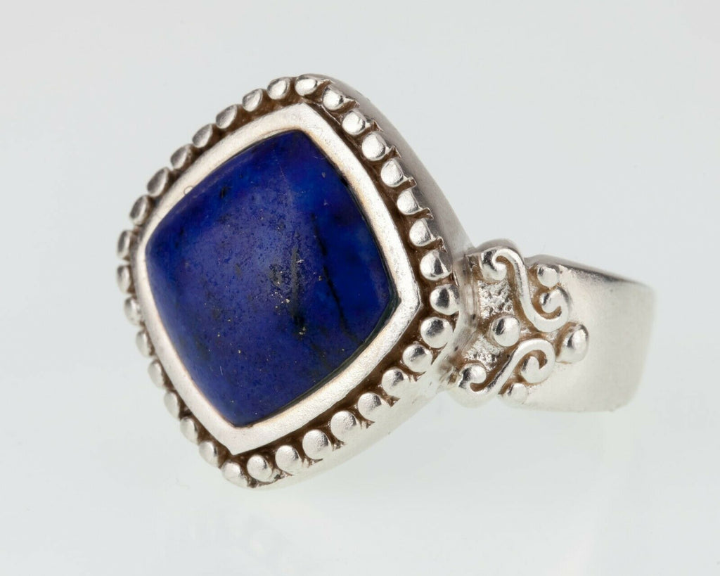 Beautiful Sterling Silver Lapis Wide Band Ring Sz 8