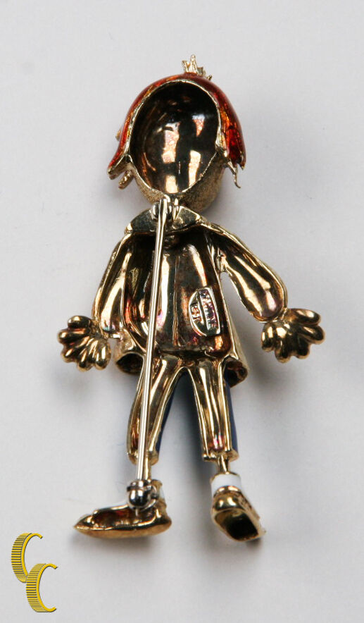 14K Yellow Gold / Enamel Martine Vintage Clown Brooch Great Deal Awesome Gift!