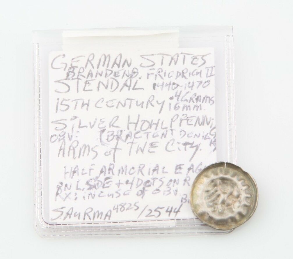 1440-70 German States Stendal Silver Hohlpfennig VF+ Brandenburg Bracteate 4825