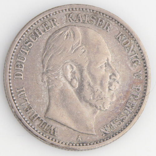 1876-A German States, Prussia 2 Mark (Extra Fine, XF) Wilhelm Silver KM#506