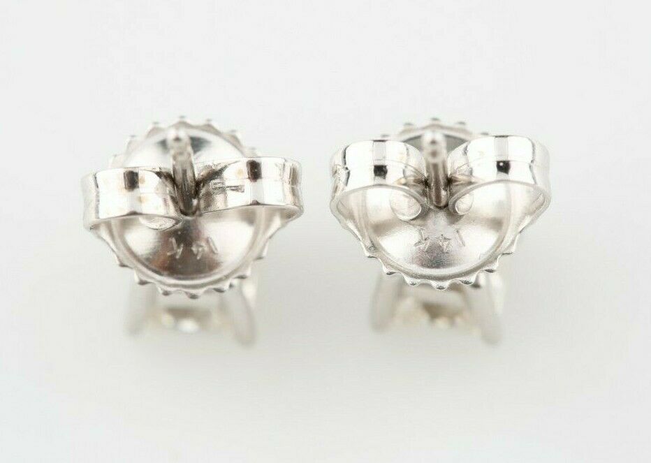 Gorgeous 0.61 Ct Princess Cut Diamond Stud Earrings in 14k White Gold Settings