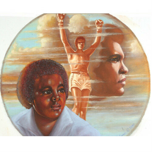 Untitled (Boy Dreaming of Muhammad Ali) By Anthony Sidoni Signed Oil on Canvas