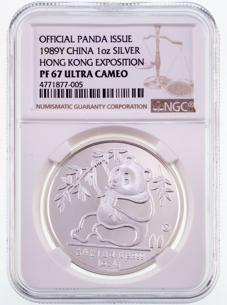1989Y China 1 Oz. Silver Panda for Hong Kong Exposition NGC PF 67 Ultra Cameo