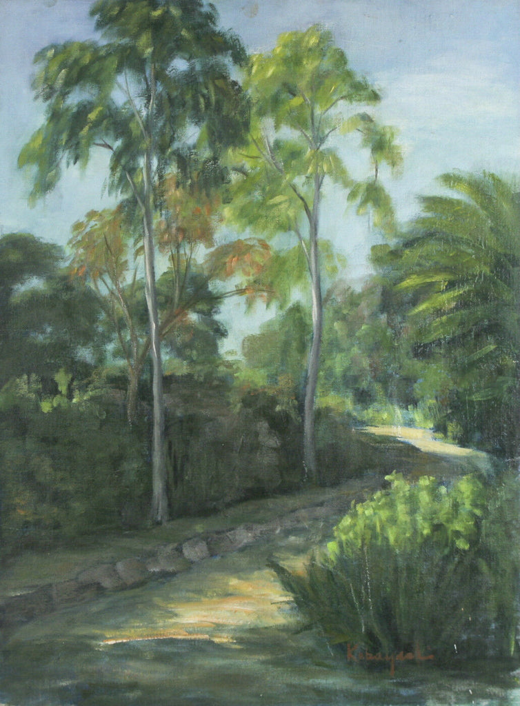 "Eucalyptus in Palm Park" By A. Kobayashi Signed Oil on Board 24"x18"
