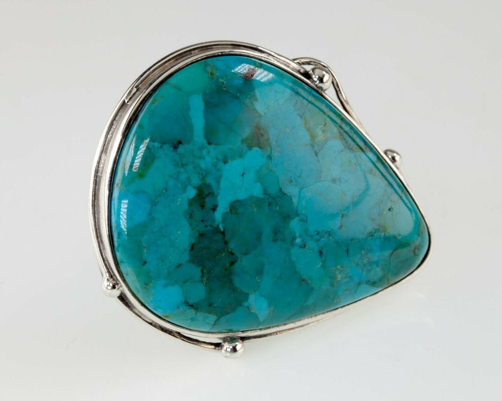 Large Turquoise Sterling Silver Ring Size 9