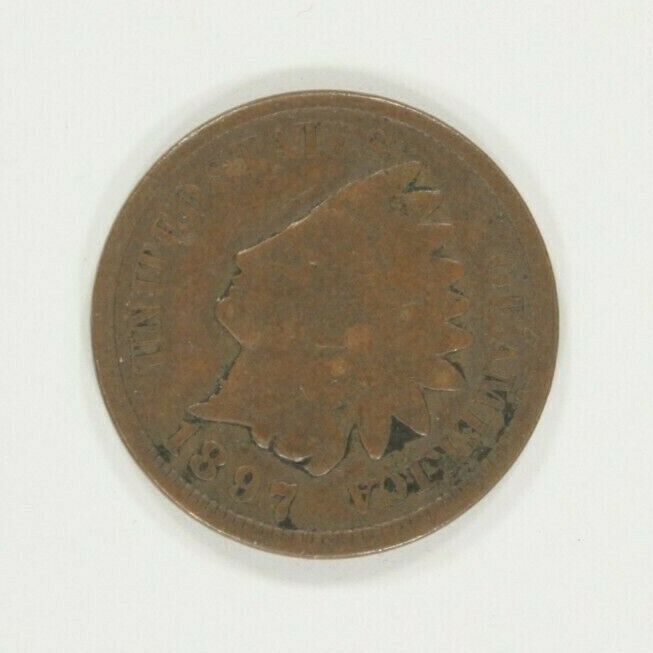 1897 Indian Head 1C Cent 1 in Neck Good Condition, Brown Color FS#1C011.5