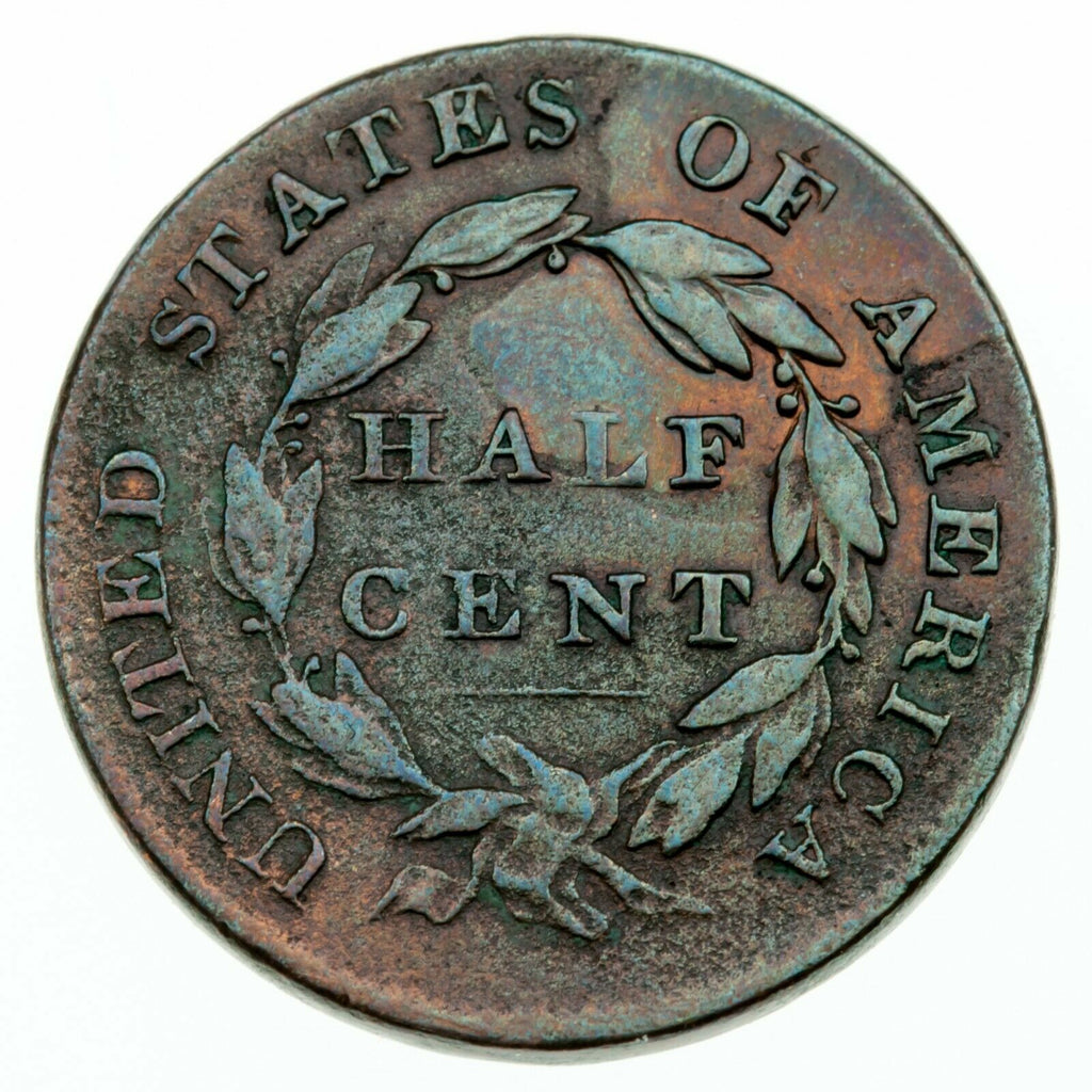 1832 Half Cent in Fine Condition, VF in Wear, Slightly Porous