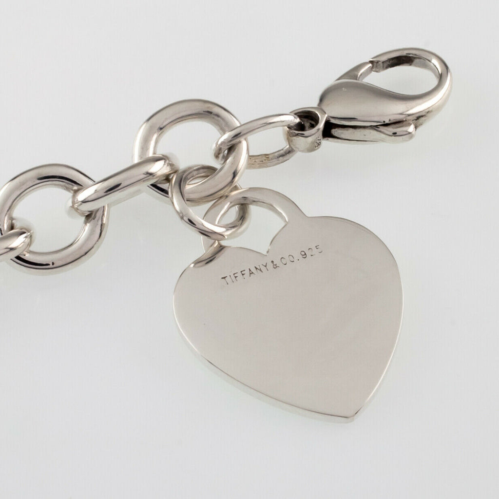 Tiffany & Co. Sterling Silver Blank Heart Tag Charm Bracelet