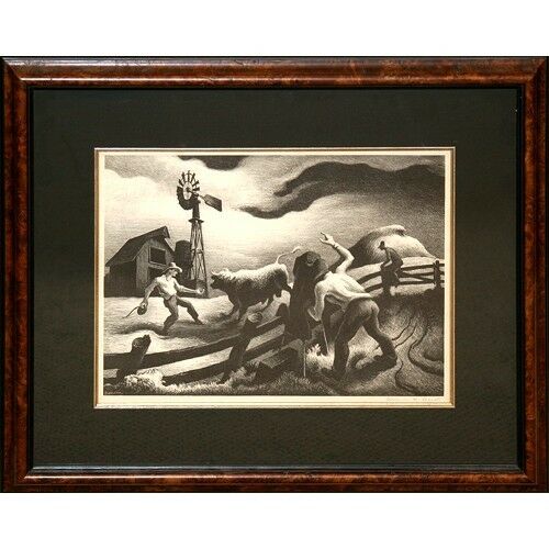 "Photographing the Bull" by Thomas H. Benton Lithograph 1950 LE of 500 Signed #d