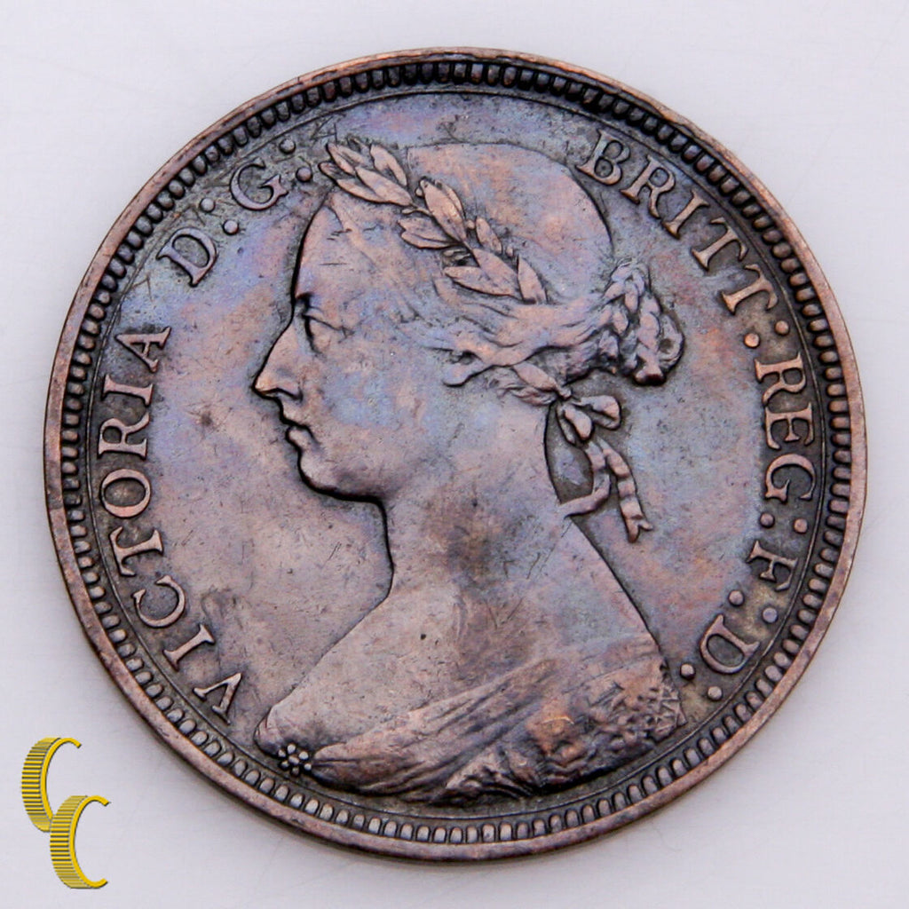 1886 Great Britain 1/2 Half Penny Bronze KM# 754 (Very Fine, VF Condition)