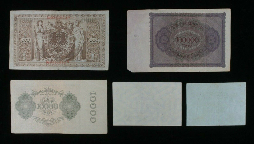 1910-1923 Germany 5-Notes // German Empire & Weimar Republic // 1000-10 Million