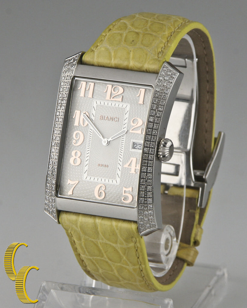 Roberto Bianci Stainless Steel Diamond Women's Watch w/ Leather Band P232