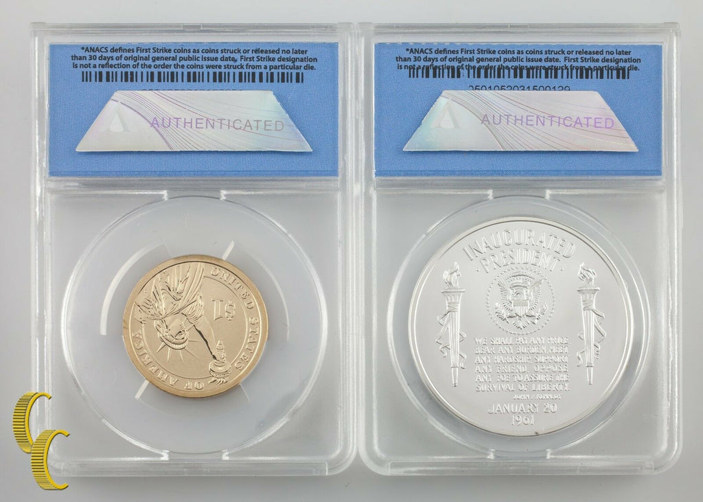 2015 Kennedy Coin & Chronicle Set: Dollar & Silver Medal ANACS Graded RP-70
