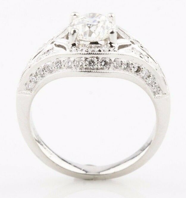 Simon G 1.33 carat Round Brilliant Diamond Platinum Engagement Ring Size 5.25