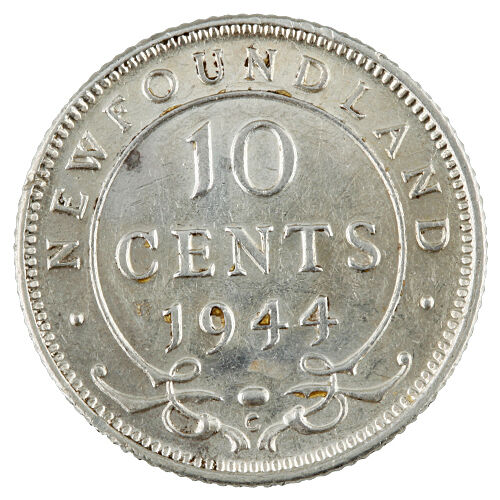 1944C Canada Newfoundland Silver 10C (About Uncirculated, AU Condition)