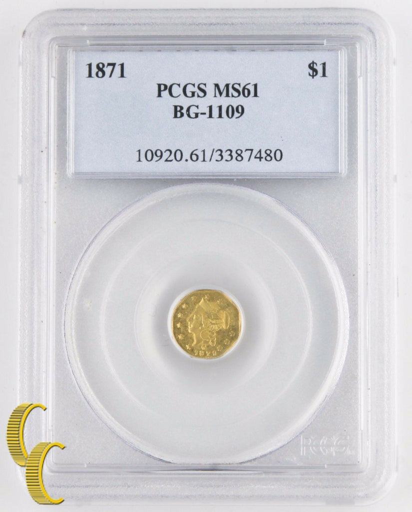 1871 California Fractional Gold Dollar (PCGS MS-61) Octagonal $1 BG-1109