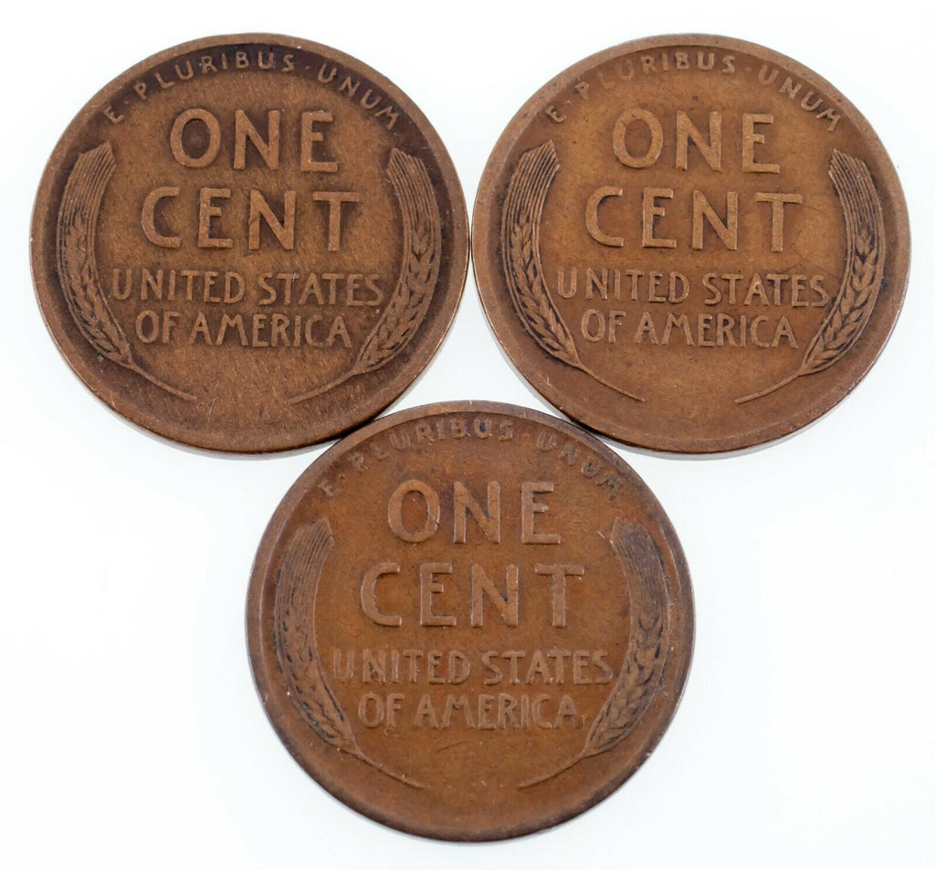 Lot of 3 Lincoln Cents (1911, 1912, 1913)-D in Fine+ to VF Condition Brown Color