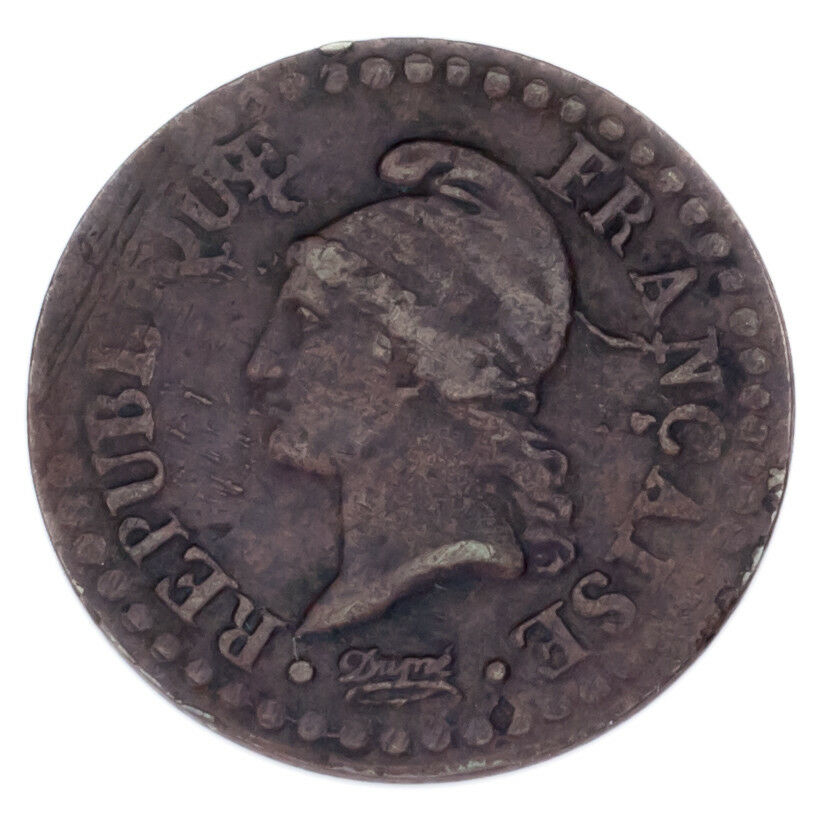 1797A-1798A France Centime Lot (VF+, 2 coins) Paris Mint (L'AN 6 & 7) KM 646