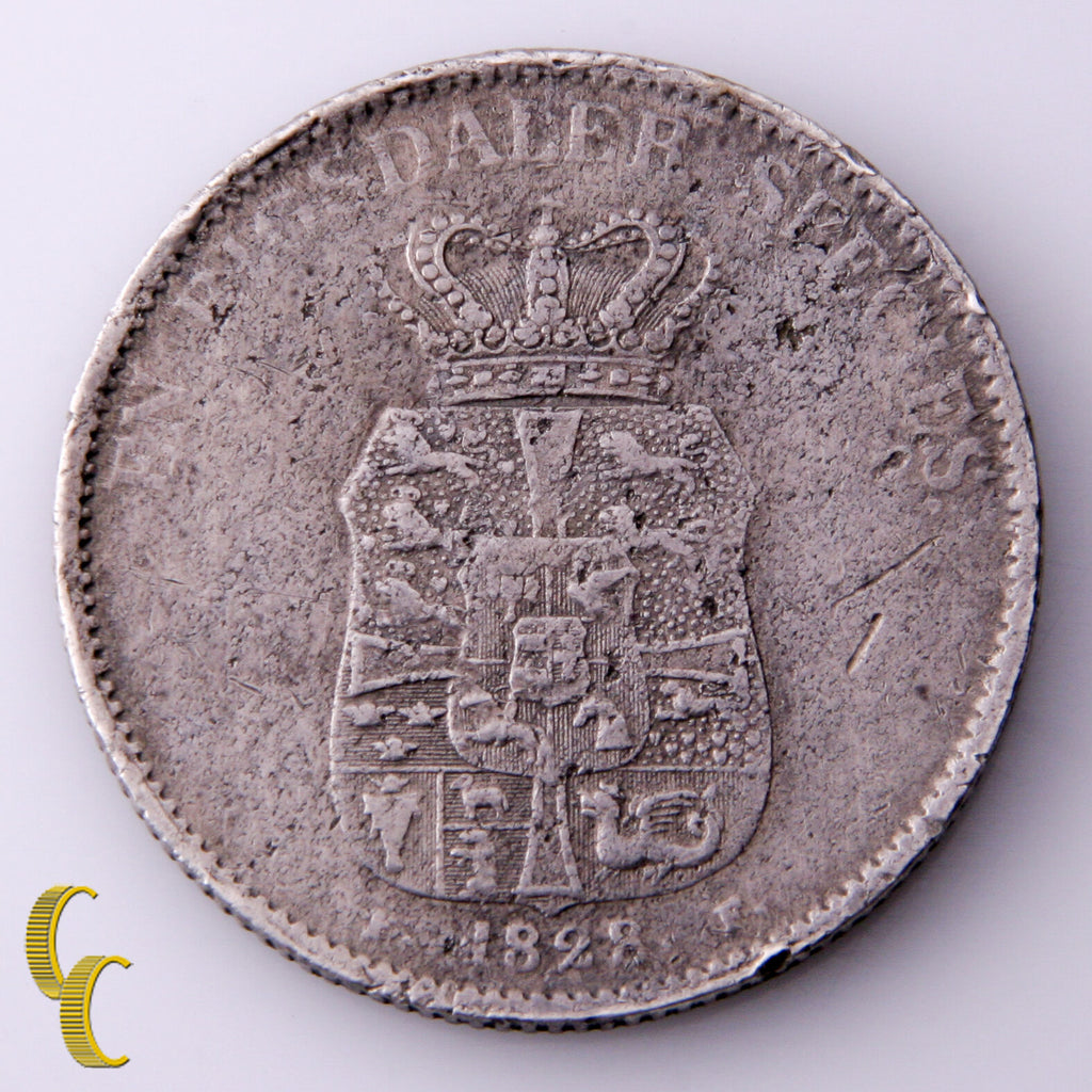 1828 Denmark Speciedaler Silver Coin, KM# 695.1
