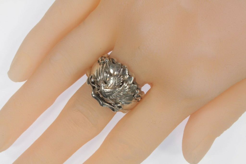 Vintage Bald Eagle Sterling Silver Ring Signed JB SZ 11.75