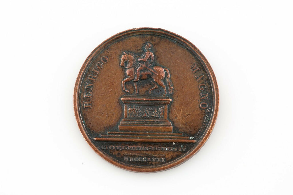 1817 France Louis XVIII Medal XF Equestrian Statue Restoration Henrico Magno