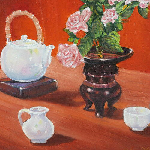 "Tea for Two" By Anthony Sidoni 2002 Signed Oil Painting 20"x17"