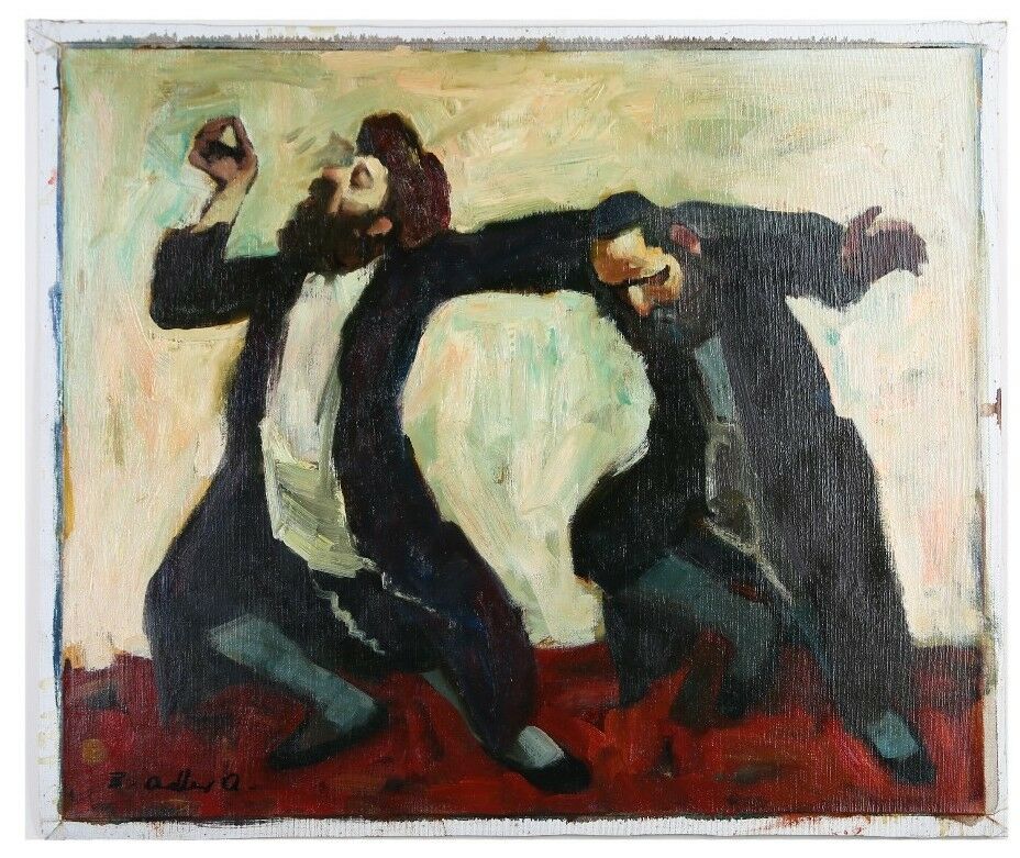 "Dancing to Celebrate" by Adolf Adler Signed Oil on Canvas 20" x 24" w/ CoA