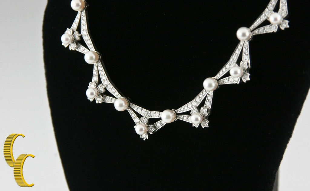 Tiffany & Co 5.00 carat Diamond & Pearl Platinum Necklace