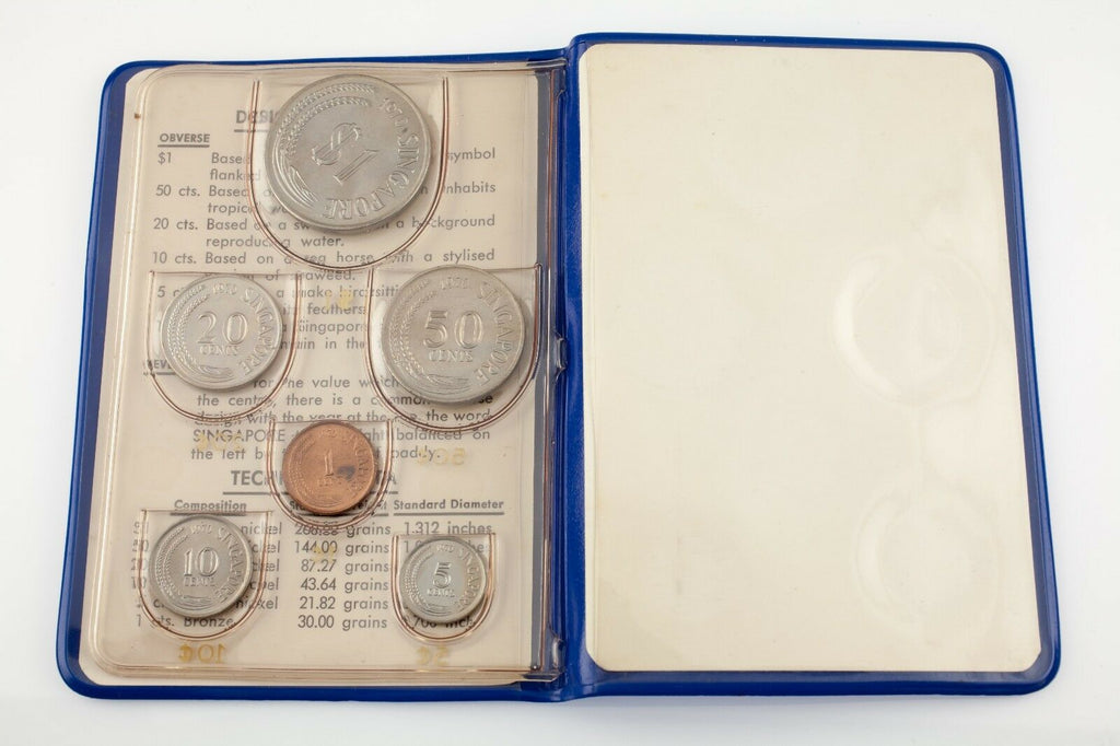 1970 Singapore Mint Set in Uncirculated Condition w/ Blue Envelope and Cards