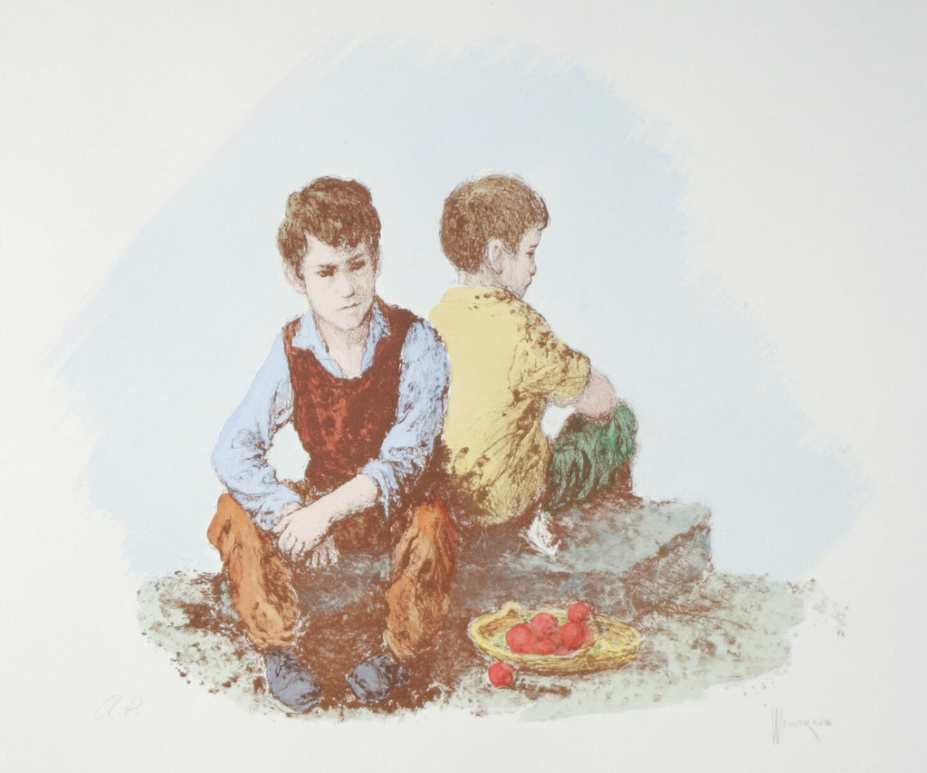 "At The Market" by William Weintraub Signed Artist's Proof AP Hand Colored Litho