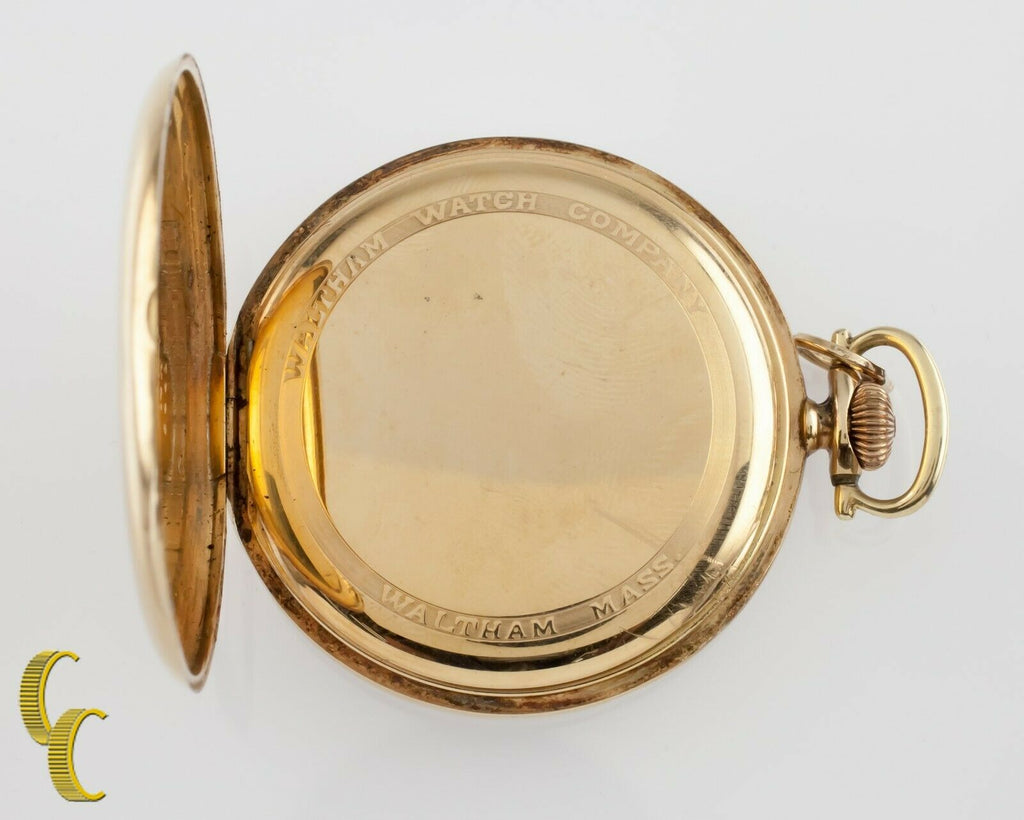 Waltham Colonial Series Open Face 14K Yellow Gold Pocket Watch 14s 19 Jewel