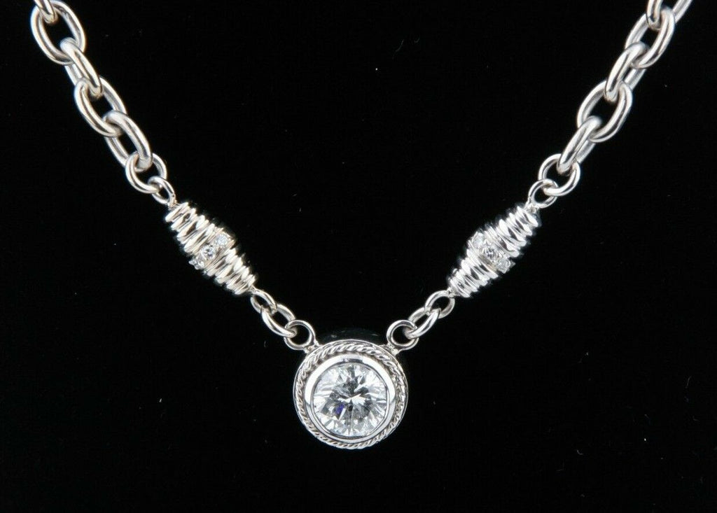 1.00 carat Round Diamond Solitaire 18k White Gold Pendant Necklace 16 inches