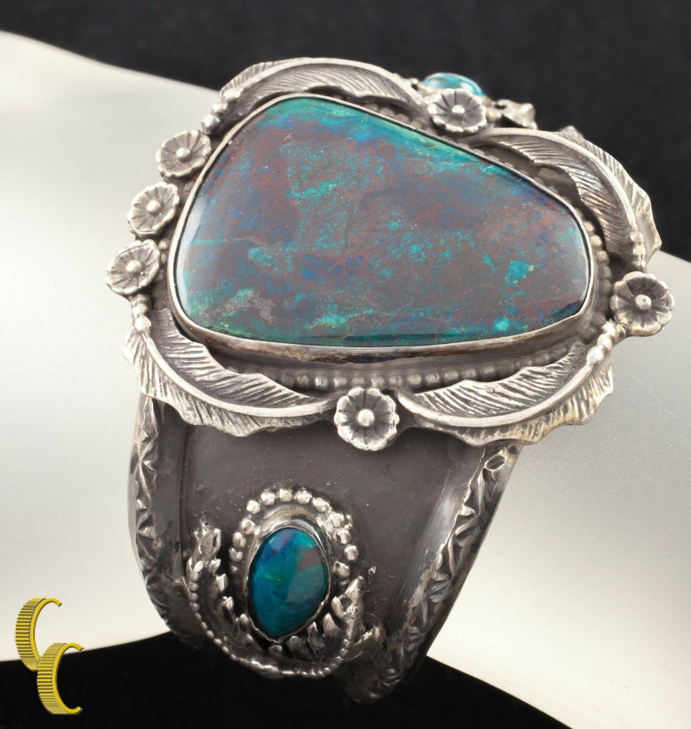 Antiqued Sterling Silver & Deep Blue Turquoise Cuff Bracelet