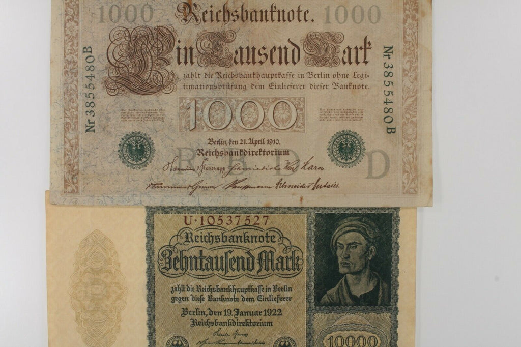 1910-1923 Germany 4-Note Set // Empire & Republic // 1000 to 20 Million Marks
