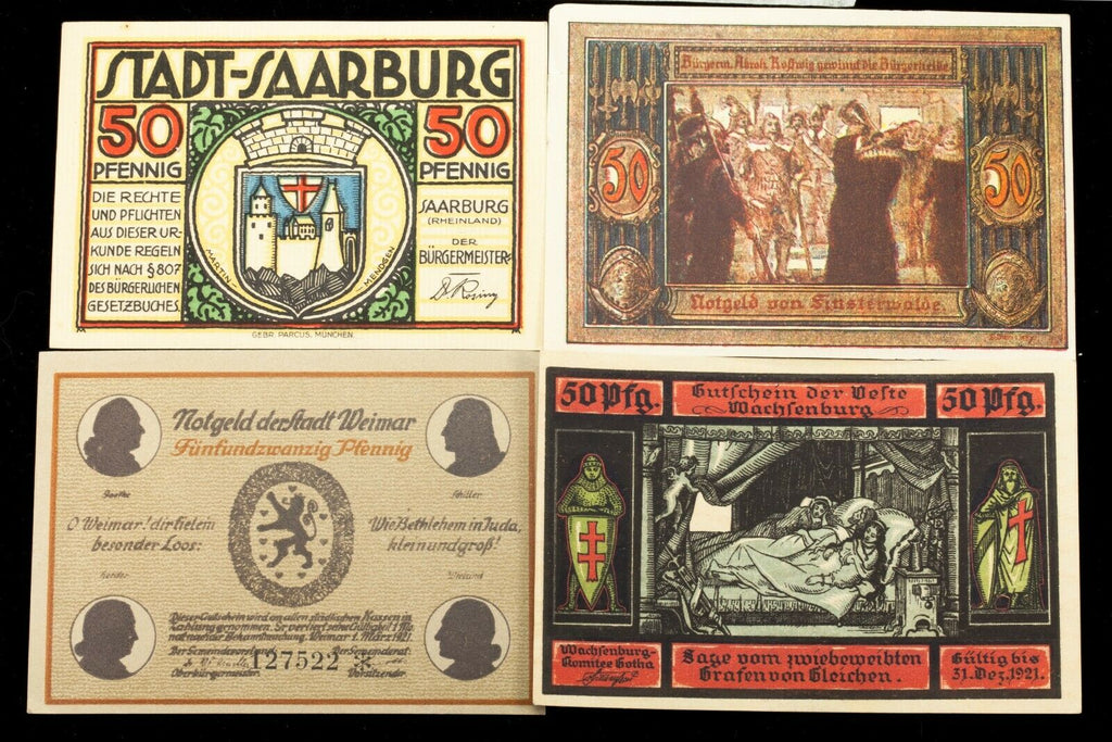 1920's Germany Notgeld Money 25pc Famous People - Arnstadt, Itzehoe, Jena