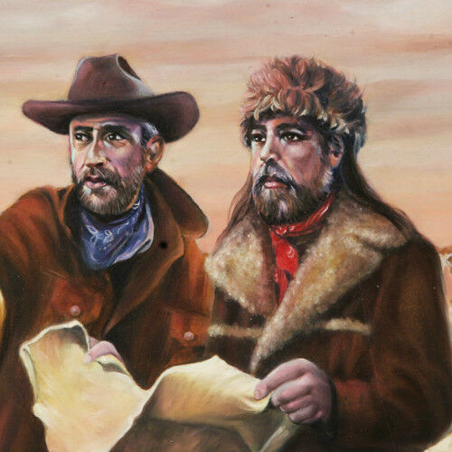 Untitled (2 Men With a Map) By Anthony Sidoni Signed Oil Painting 22"x26"