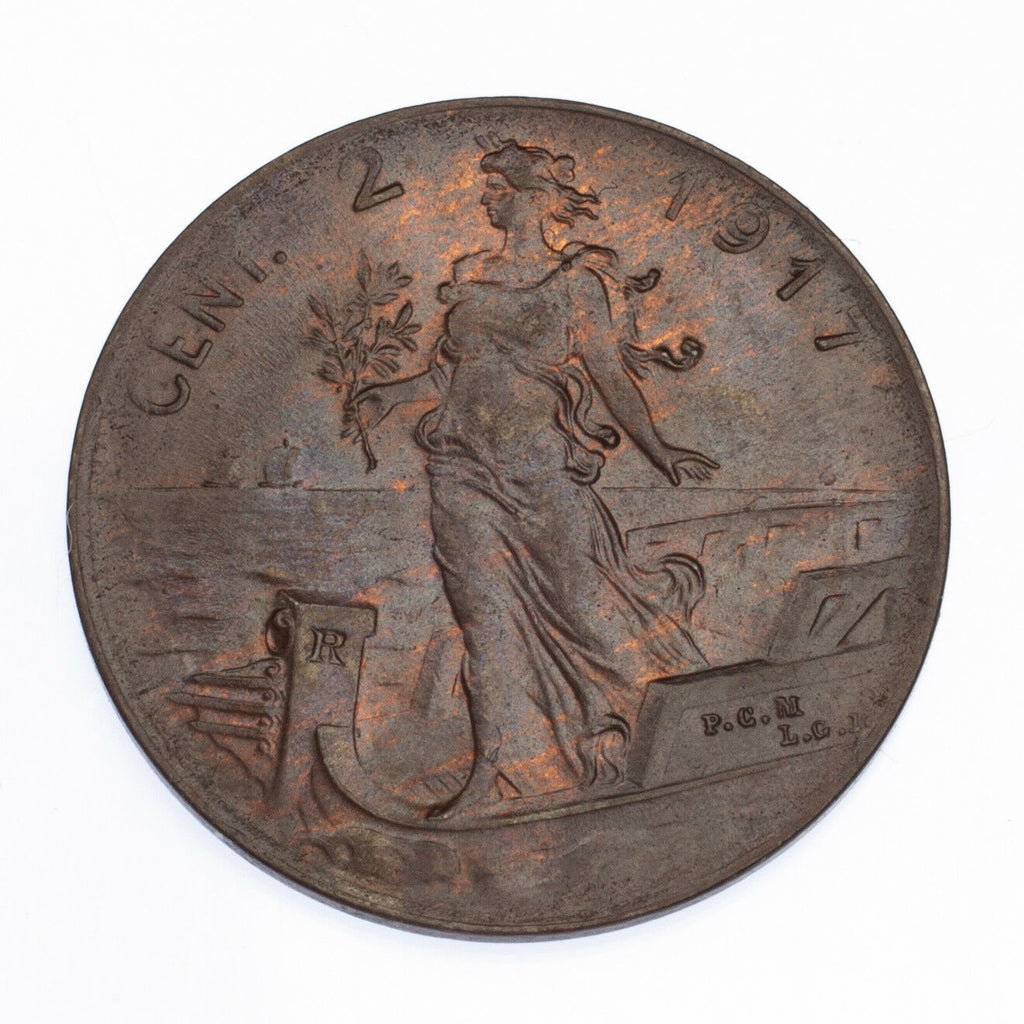1917 Italy 2 Centesimi Coin in Unc. KM# 41