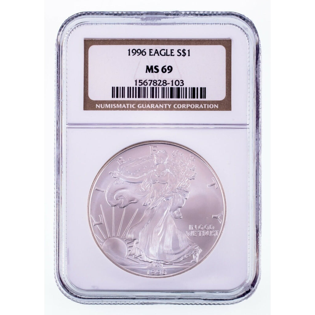 1996 $1 Silver American Eagle Graded by NGC as MS-69