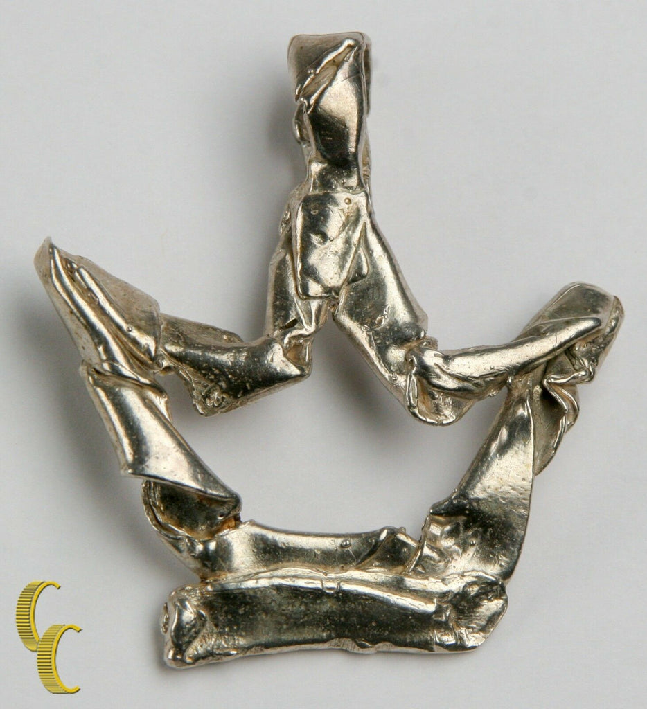 Sterling Silver Wrinkled Crown Pendant Hallmarked "NJ," "18R" 25.6 grams