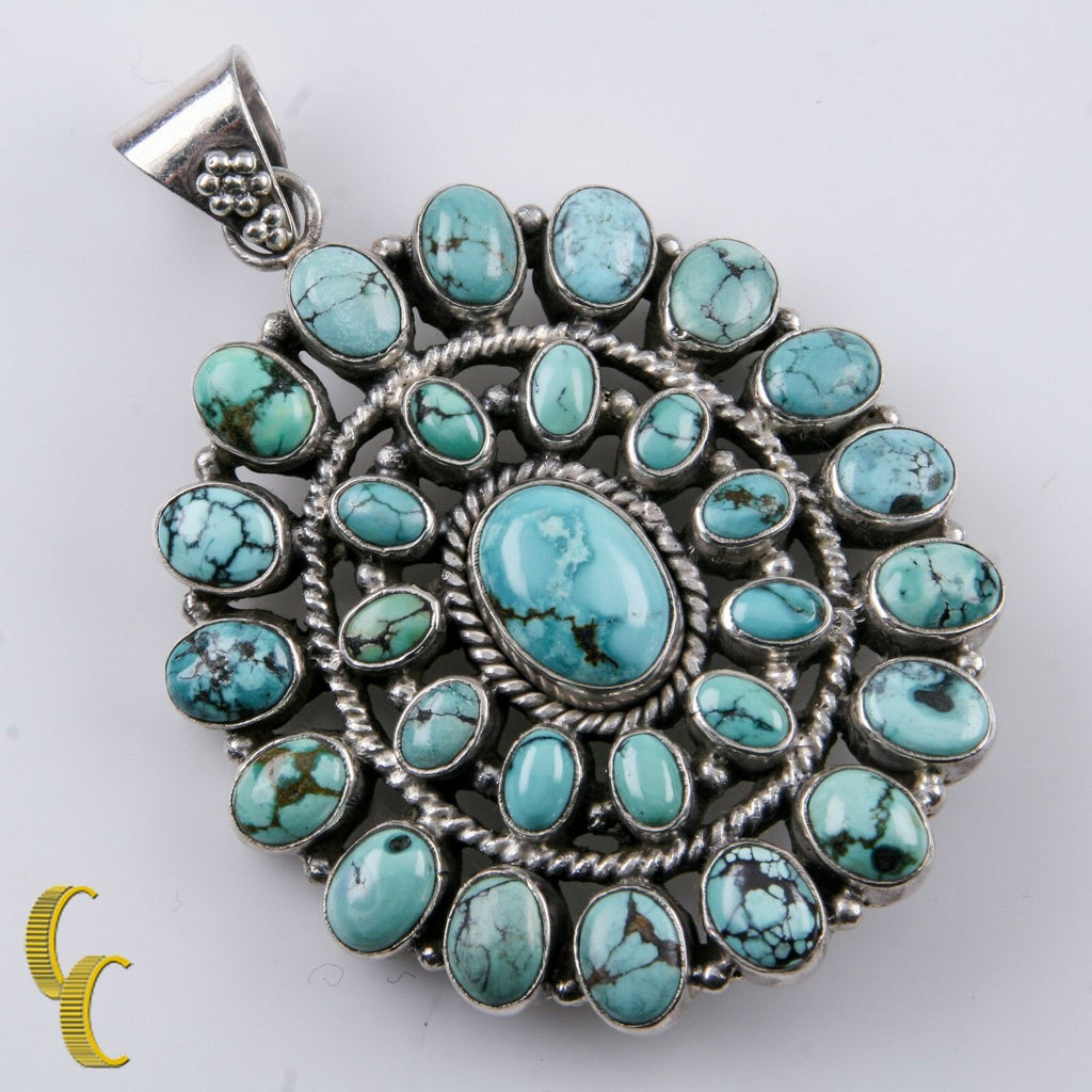 Sterling Silver 925 Native American Cabachon Turquoise Pendant
