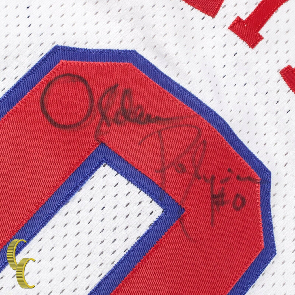 White Los Angeles Clippers Jersey Signed by Olden Polynice (#0) Great Condition!
