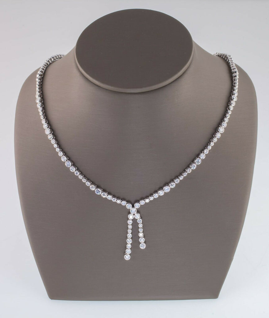 10.00ct t.w. Gorgeous CZ Tennis Necklace Set In Rhodium Plated Sterling, 16"