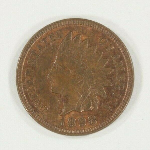 1898 Indian Cent in Choice BU Condition, Red and Brown Color, Great Strike!