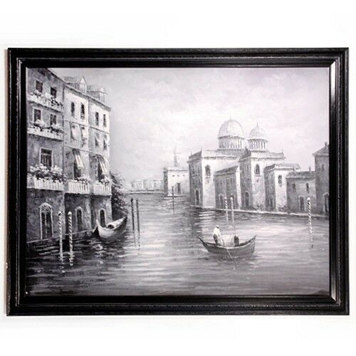 Black & White Canvas Reproduction Venice, Italy in Acrylic Unknown Artist, Title