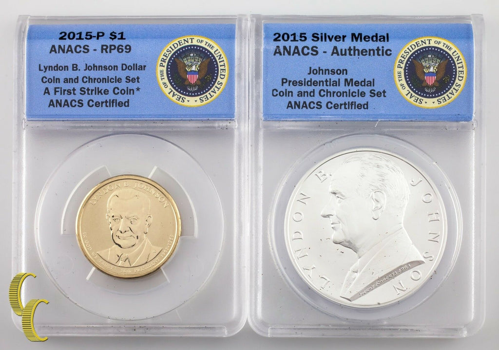 2015 Johnson Coin & Chronicle Reverse Proof $1 and .999 Silver Medal RP-69 ANACS