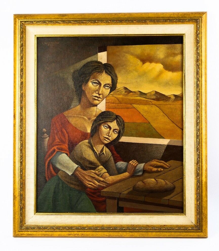 UNTITLED (MOTHER & DAUGHTER LOOKING OUT A WINDOW) BY RODOLFO CAMPODONICO OIL