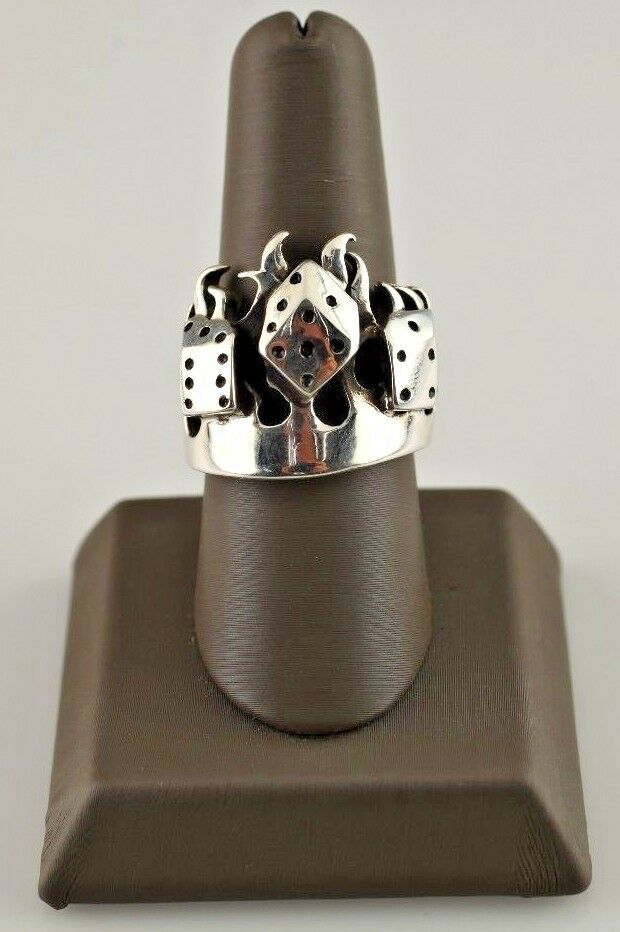 STERLING .925 SILVER DICE AND FLAMES FASHION RINGS