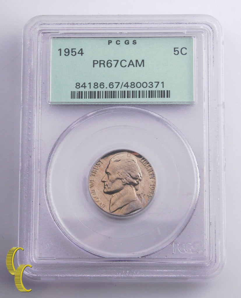 1954 Jefferson Nickel 5¢ Grade by PCGS PR 67 CAMEO Green Vintage Holder!